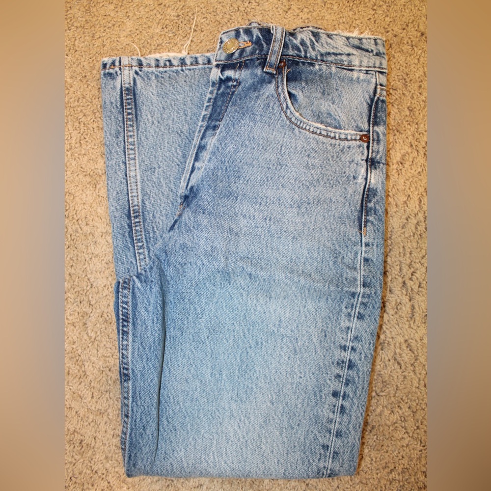 Zara High Waisted Button Fly Straight Leg Jeans